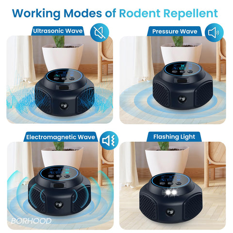 BORHOOD Ultrasonic Mouse Repellent bedroom setup, discreet device protecting living spaces from pests.