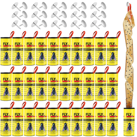 Boromine 30-roll fly strips pack for indoor and outdoor pest control.