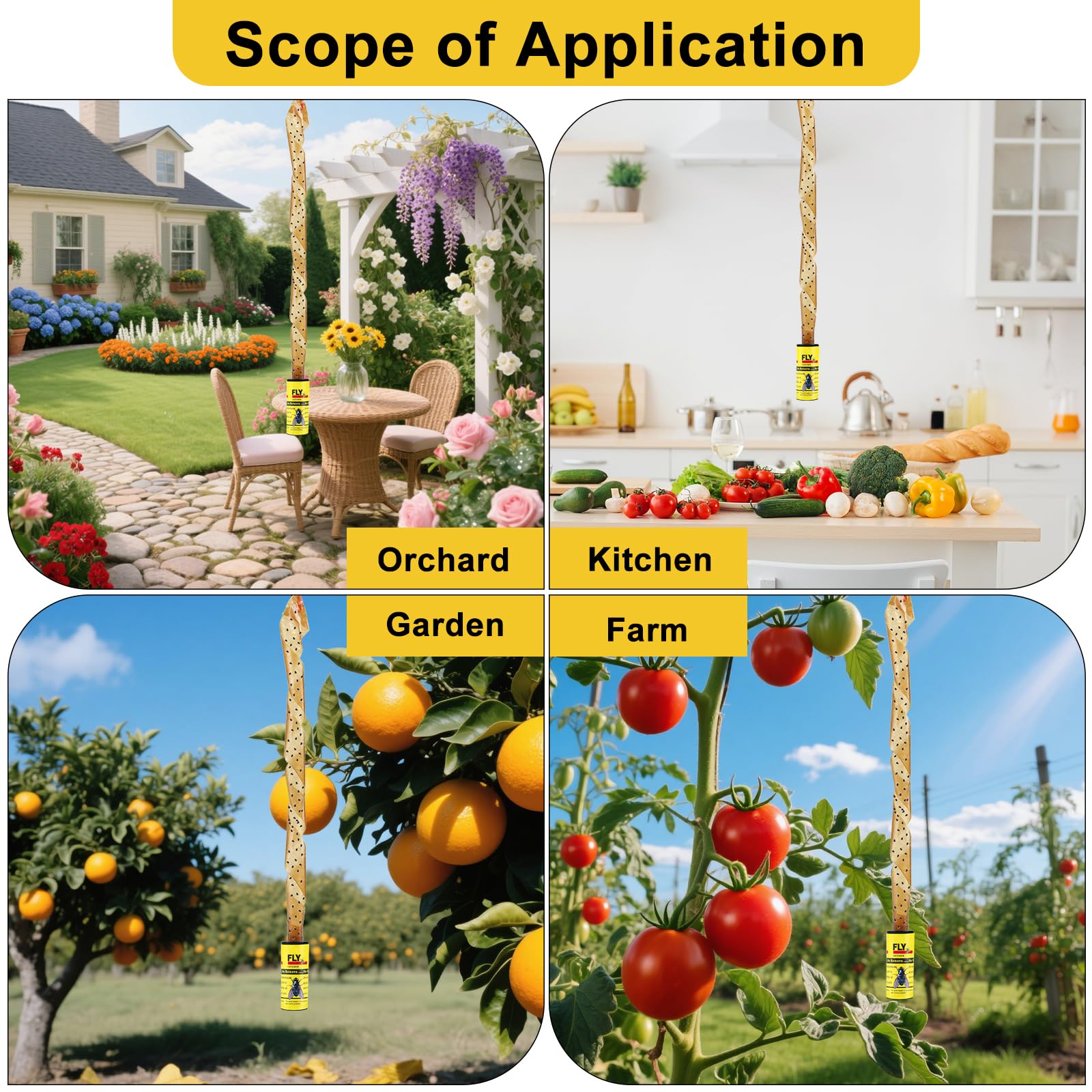 Boromine fly strips reduce fruit flies in kitchens and patios.