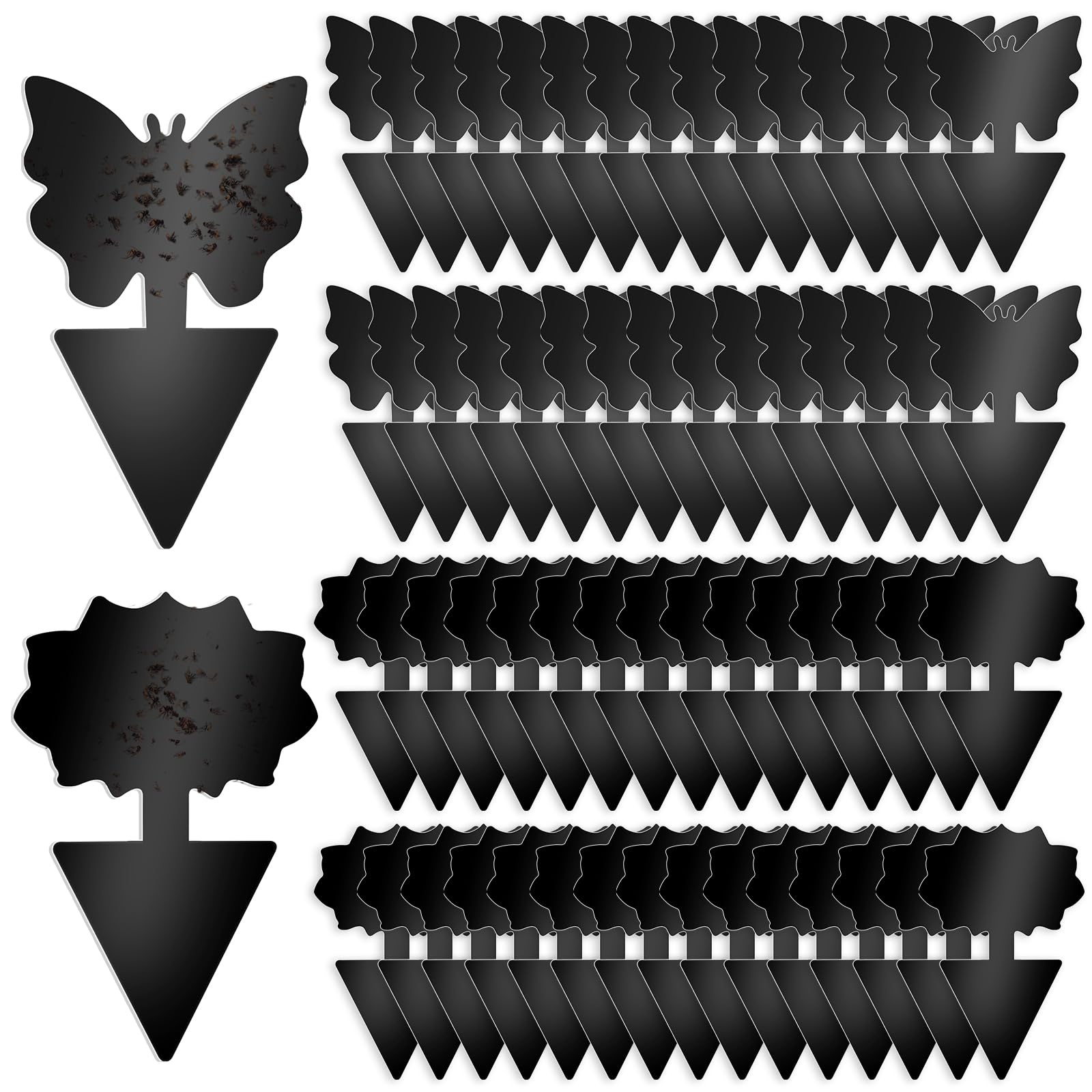 Boromine fruit fly traps 60-pack: black sticky sheets for indoor and outdoor pest control.