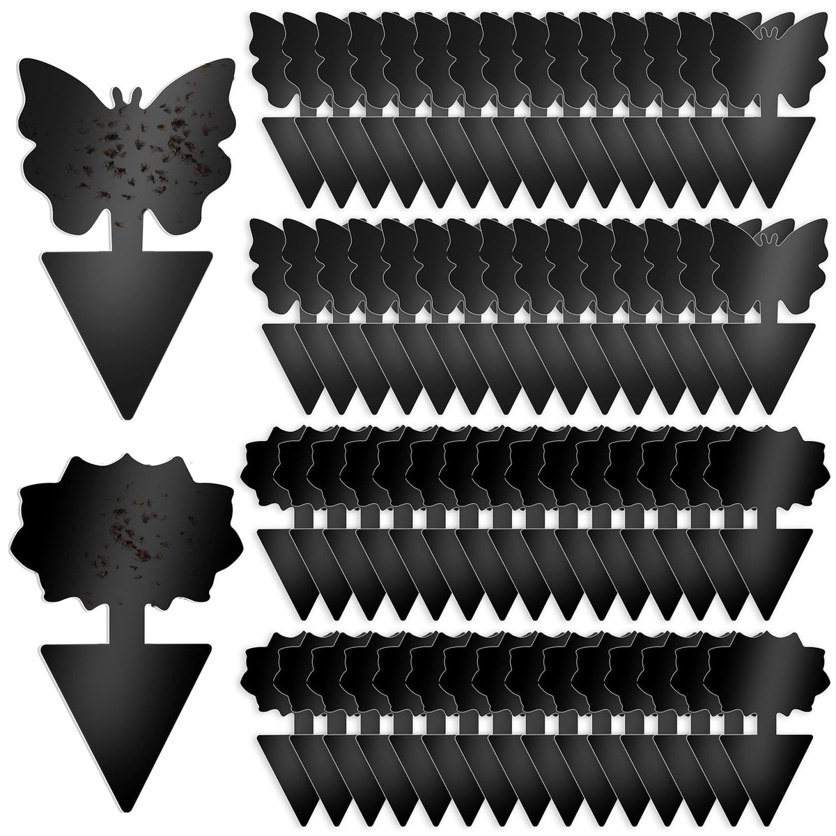 Boromine fruit fly traps 60-pack: black sticky sheets for indoor and outdoor pest control.