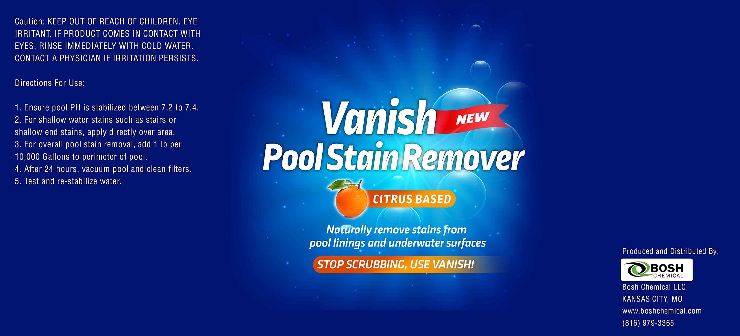 Bosh Chemical Vanish poured into pool to target stubborn stains.