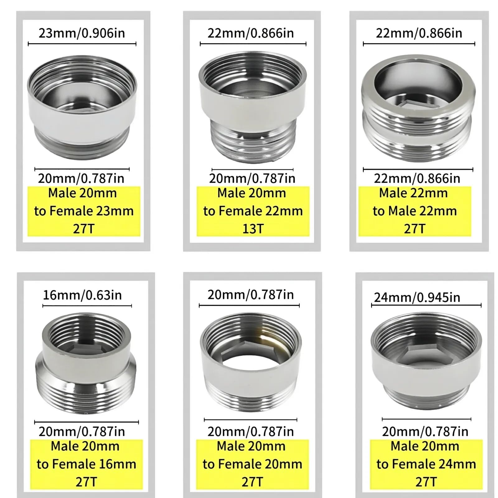 Bosicats brass faucet adapters in multiple sizes for flexible fittings