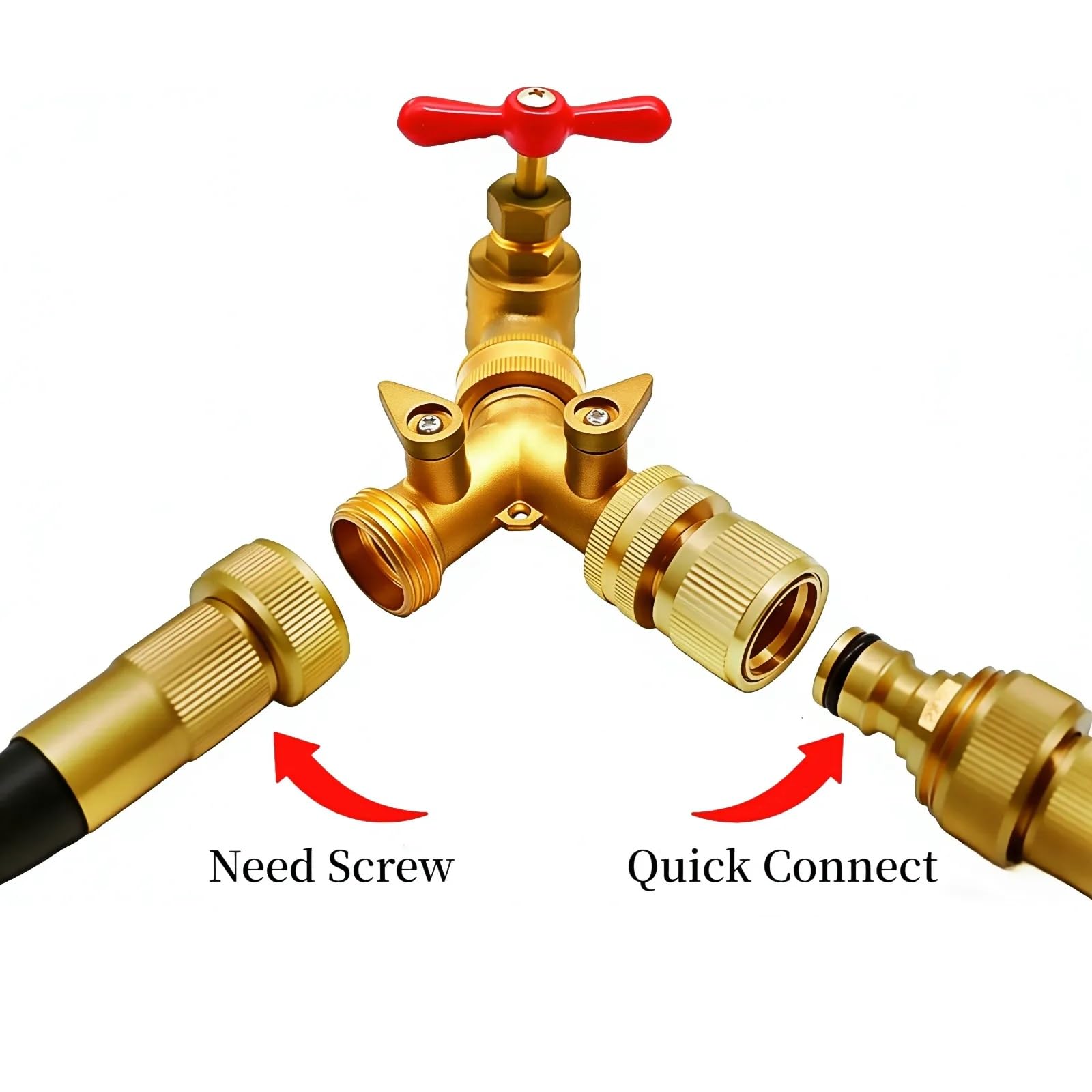 BOSICATS brass quick-connects withstand outdoor conditions for long-term garden use.