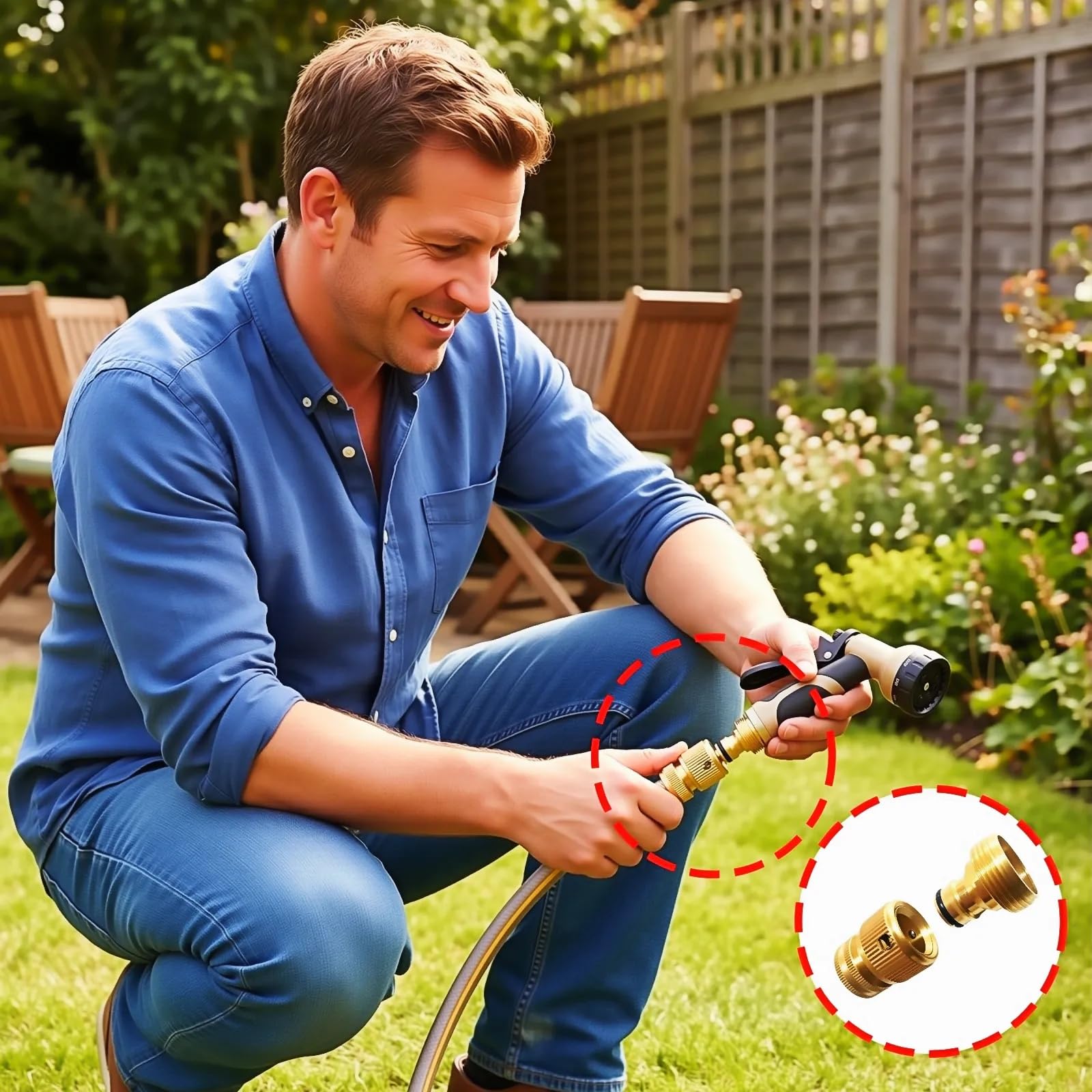 BOSICATS 3/4 inch quick-connect fittings simplify sprinkler and hose pairing.
