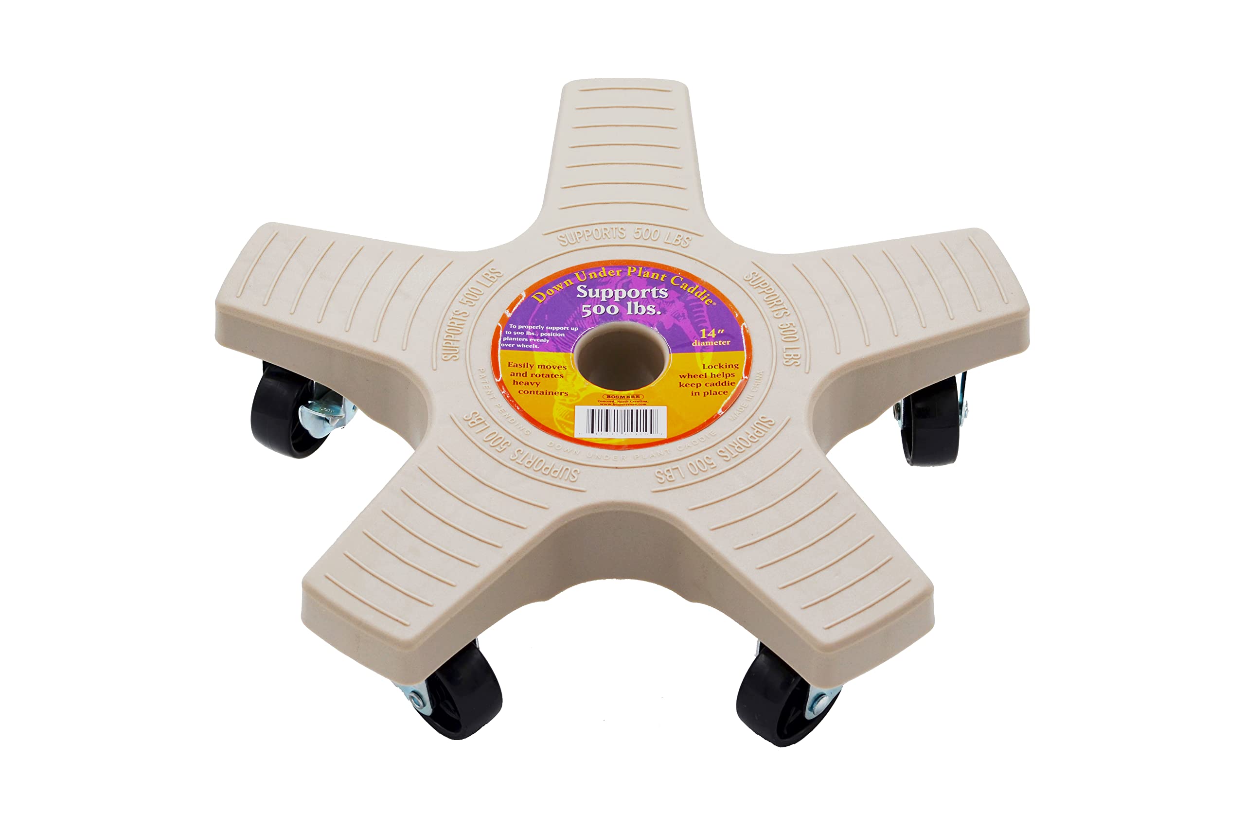 Bosmere Down Under Plant Caddie front view showing sturdy wheels for easy pot movement.