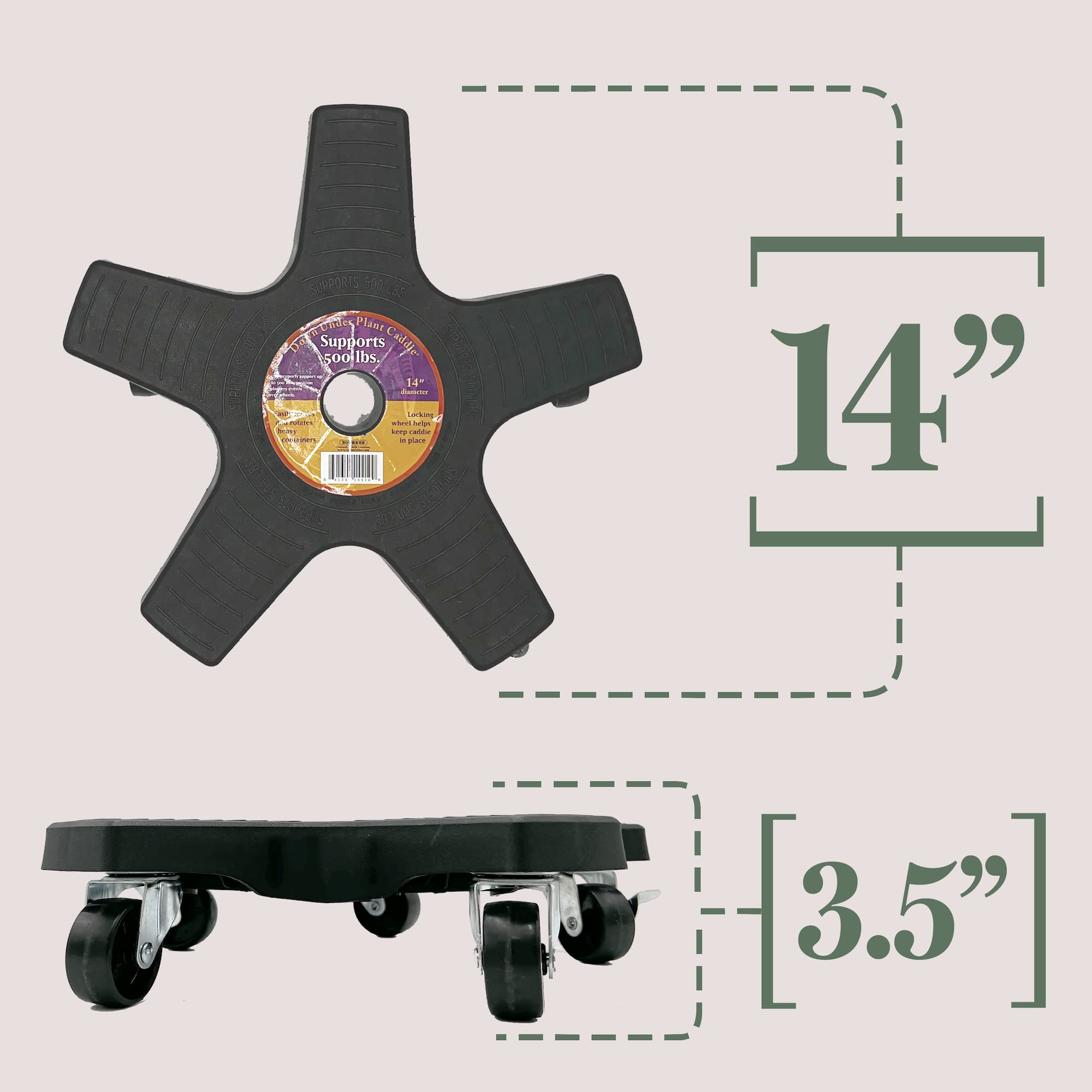 UV-resistant plastic of the Bosmere Down Under Plant Caddie for outdoor durability