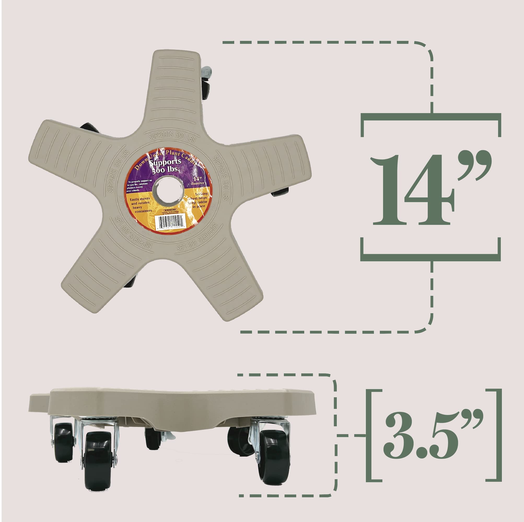 Bosmere plant caddie locking caster keeps large pots secure in place.