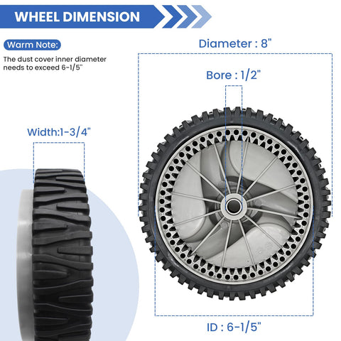 BOSRUIDA 194231X460 wheel with 1-3/4 inch width improves traction