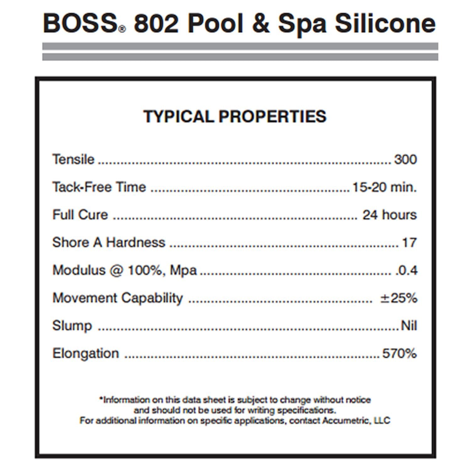 BOSS 802 silicone sealant tubes shown for spa, sinks, and baths with durable waterproof seals.