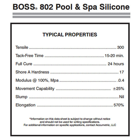 BOSS 802 silicone sealant tubes shown for spa, sinks, and baths with durable waterproof seals.