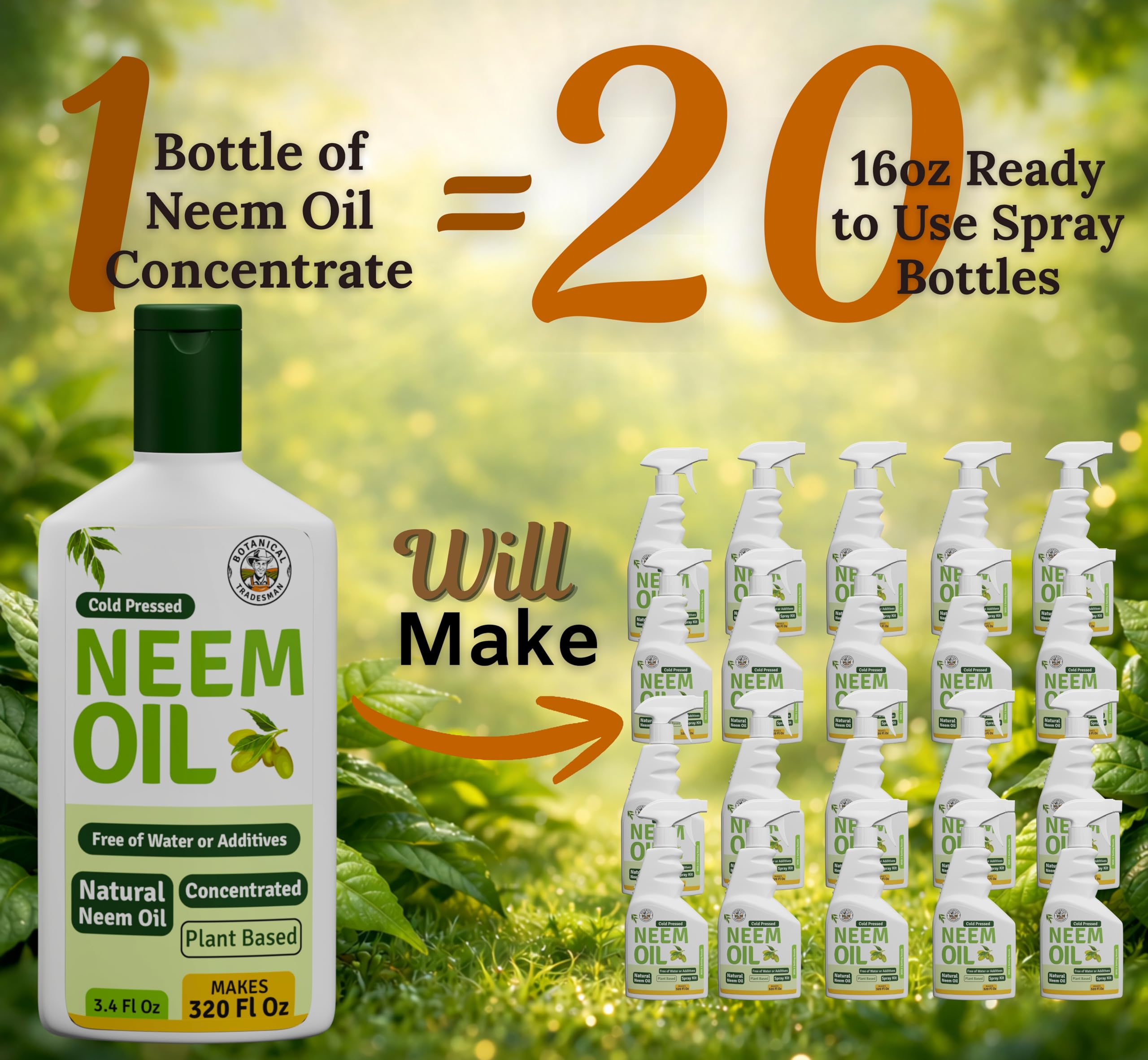 Botanical Tradesman neem oil concentrate highlights pure cold-pressed formula