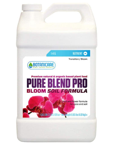Botanicare Pure Blend Pro Bloom Soil bottle for bloom-focused nutrition in fruiting plants.