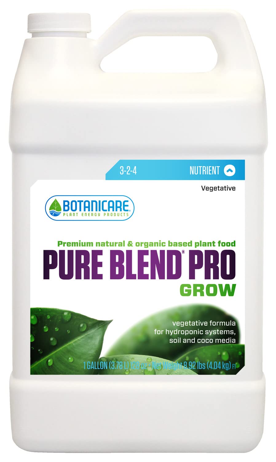 Botanicare Pure Blend Pro Grow bottle pour demonstrates easy dosing for healthy growth.