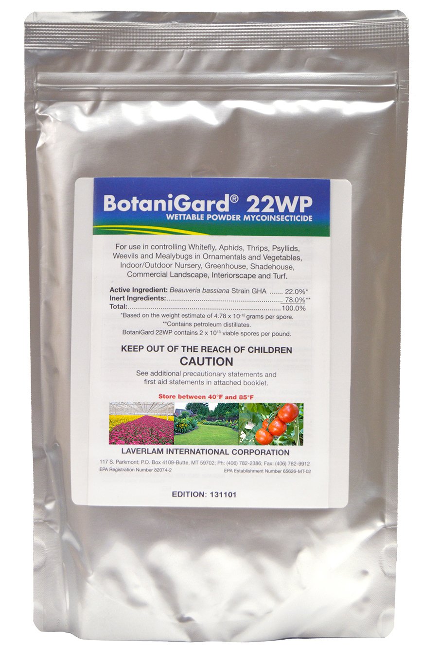 BotaniGard 22WP bottle - biological insecticide for pest control on crops.