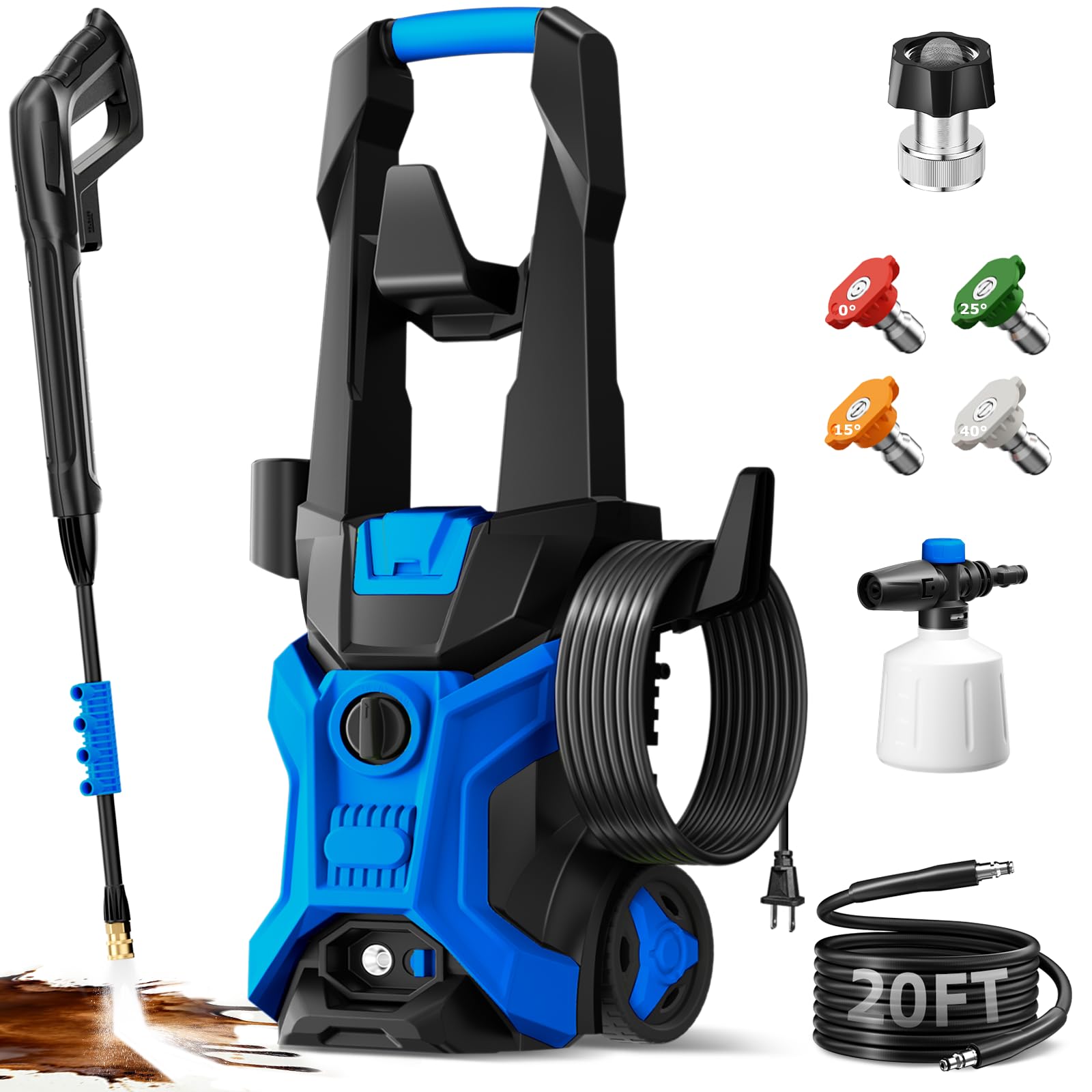 BothLin power washer with foam cannon delivering deep, foamy car cleaning.