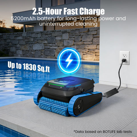 BOTLIFE PC20 cleans waterline, walls, and floors for full coverage