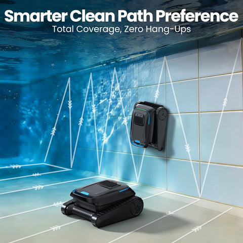 BOTLUXE PC10 cleaning floor walls waterline to remove debris.