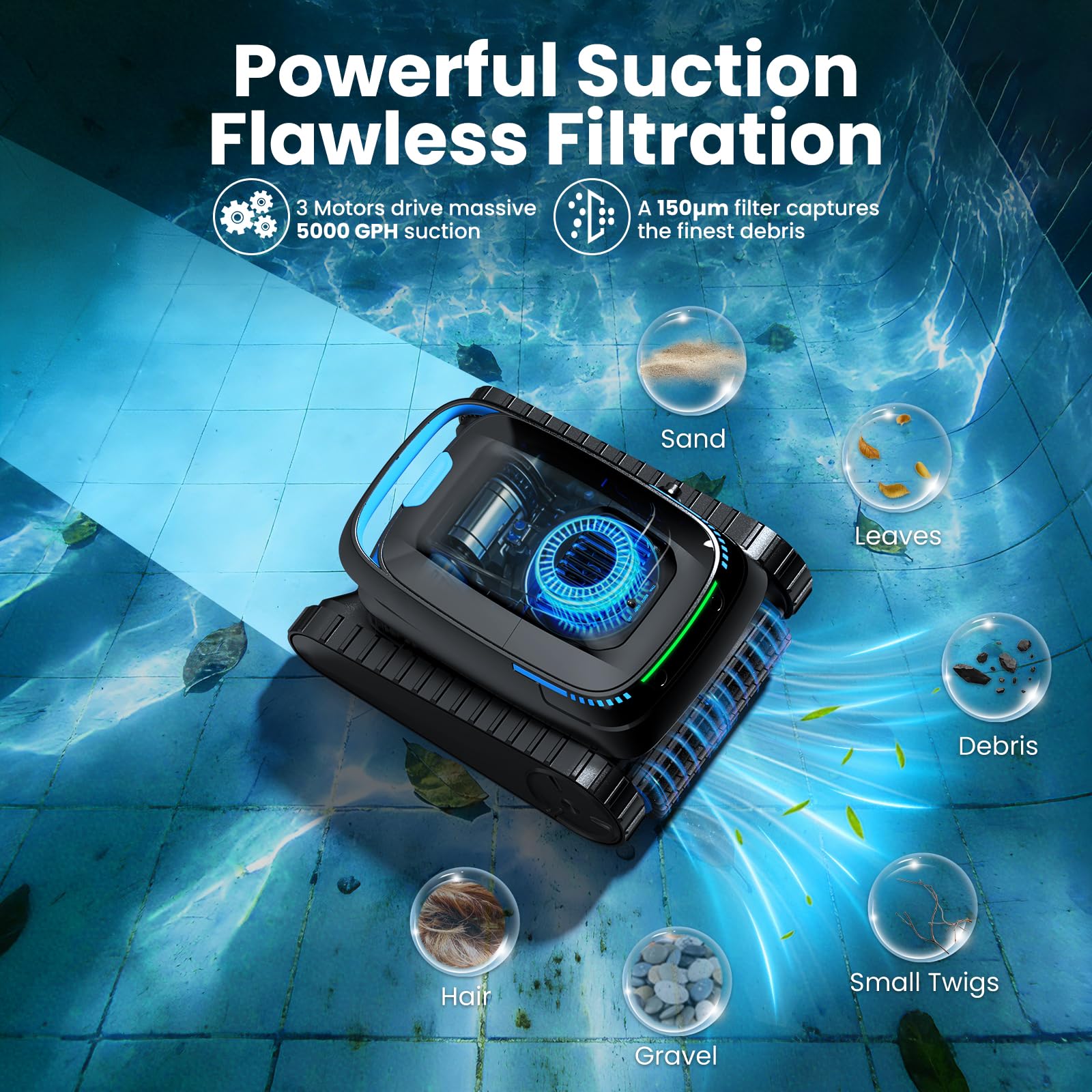 BOTLUXE PC10 dual-drive motors deliver stable, thorough scrubbing.