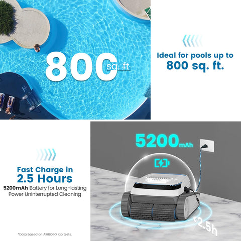 BOTLUXE pool vacuum 5200mAh battery provides long-lasting cleaning power.