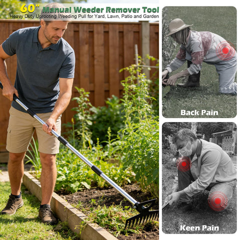 BOTUMIUY weed puller 11-teeth head speeds up weeding and soil loosening
