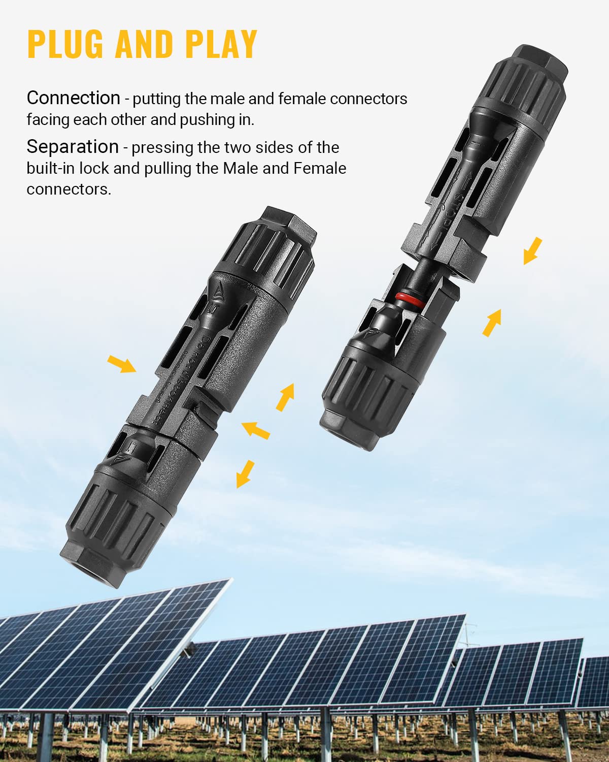 BougeRV 10 AWG to 13 AWG compatibility for versatile PV cable connections.