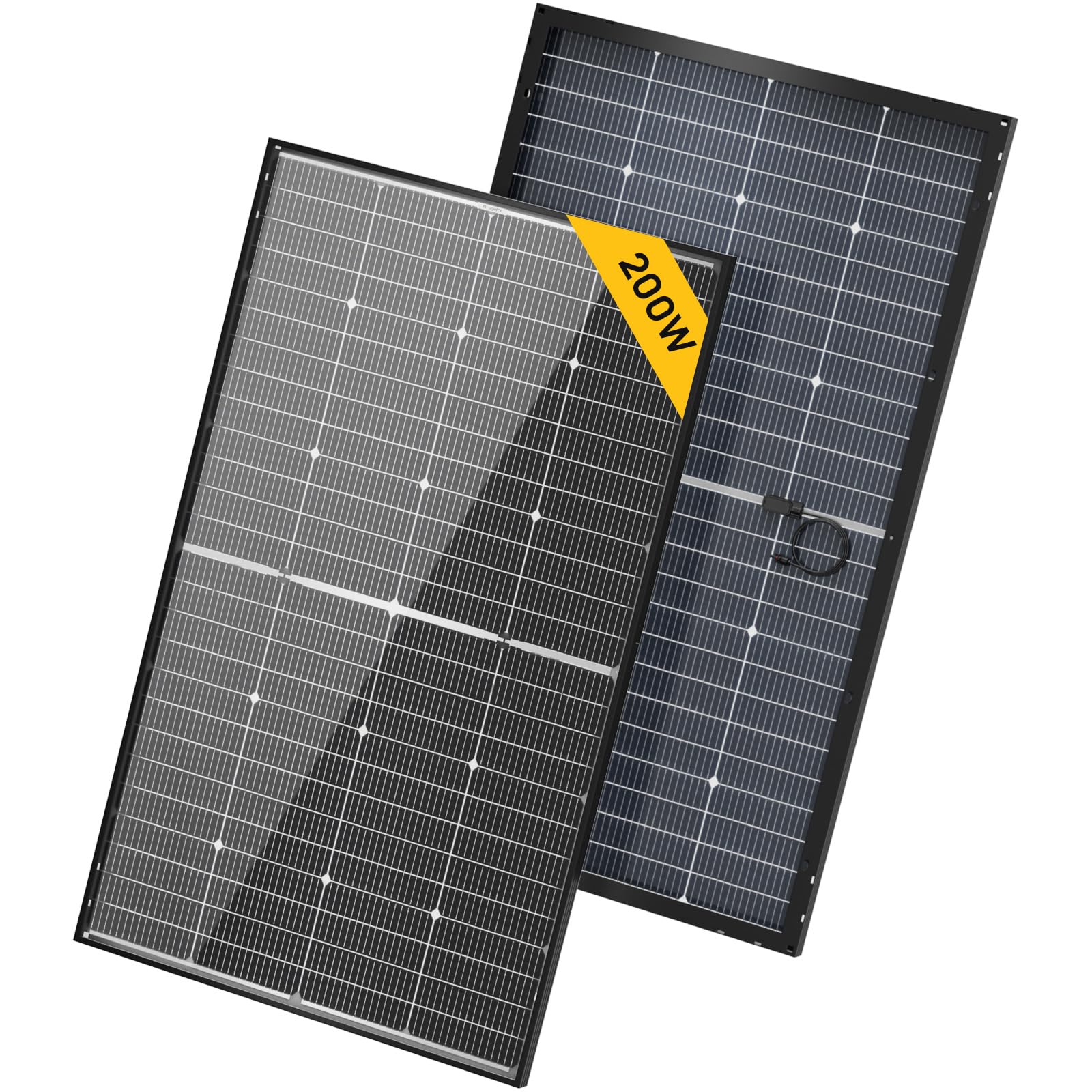 BougeRV 12V 200W N-Type panel front view for RV installations.