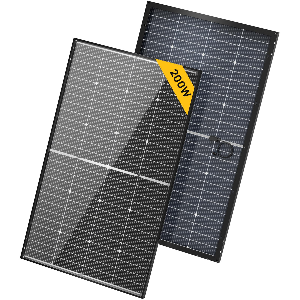 BougeRV 12V 200W N-Type panel front view for RV installations.