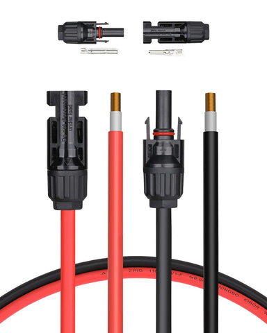 BougeRV red 20ft solar extension cable with pre-attached connector for quick panel placement