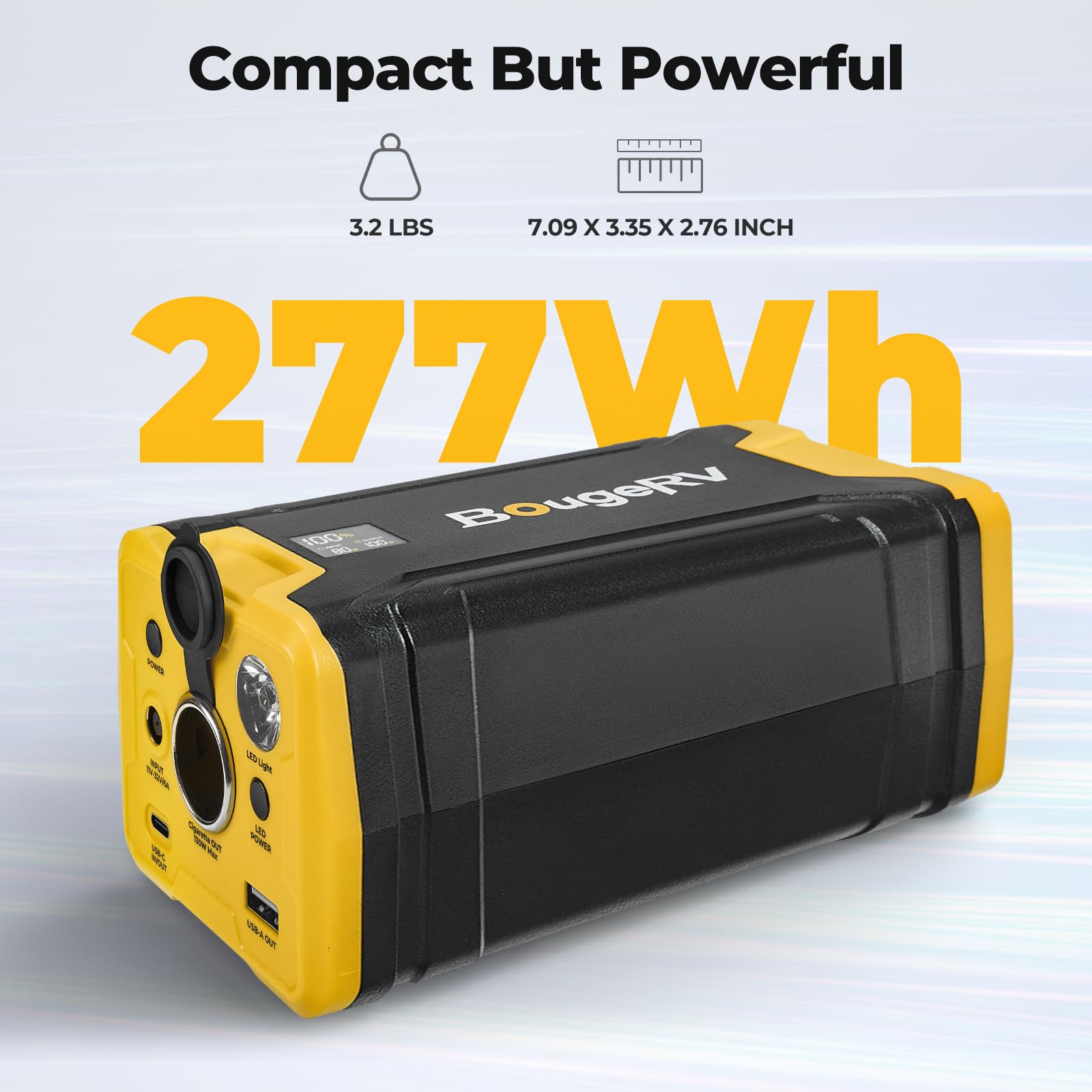 BougeRV 277Wh compact power station fits in a car storage box.