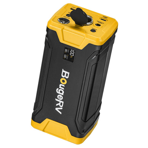 BougeRV 277Wh portable power station dynamic panel shows remaining charge for planning.