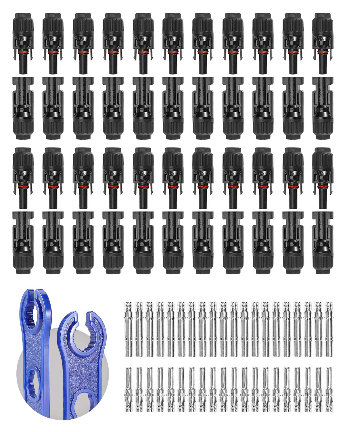 BougeRV 44pcs solar connector spanner set for quick, secure PV cable terminations.