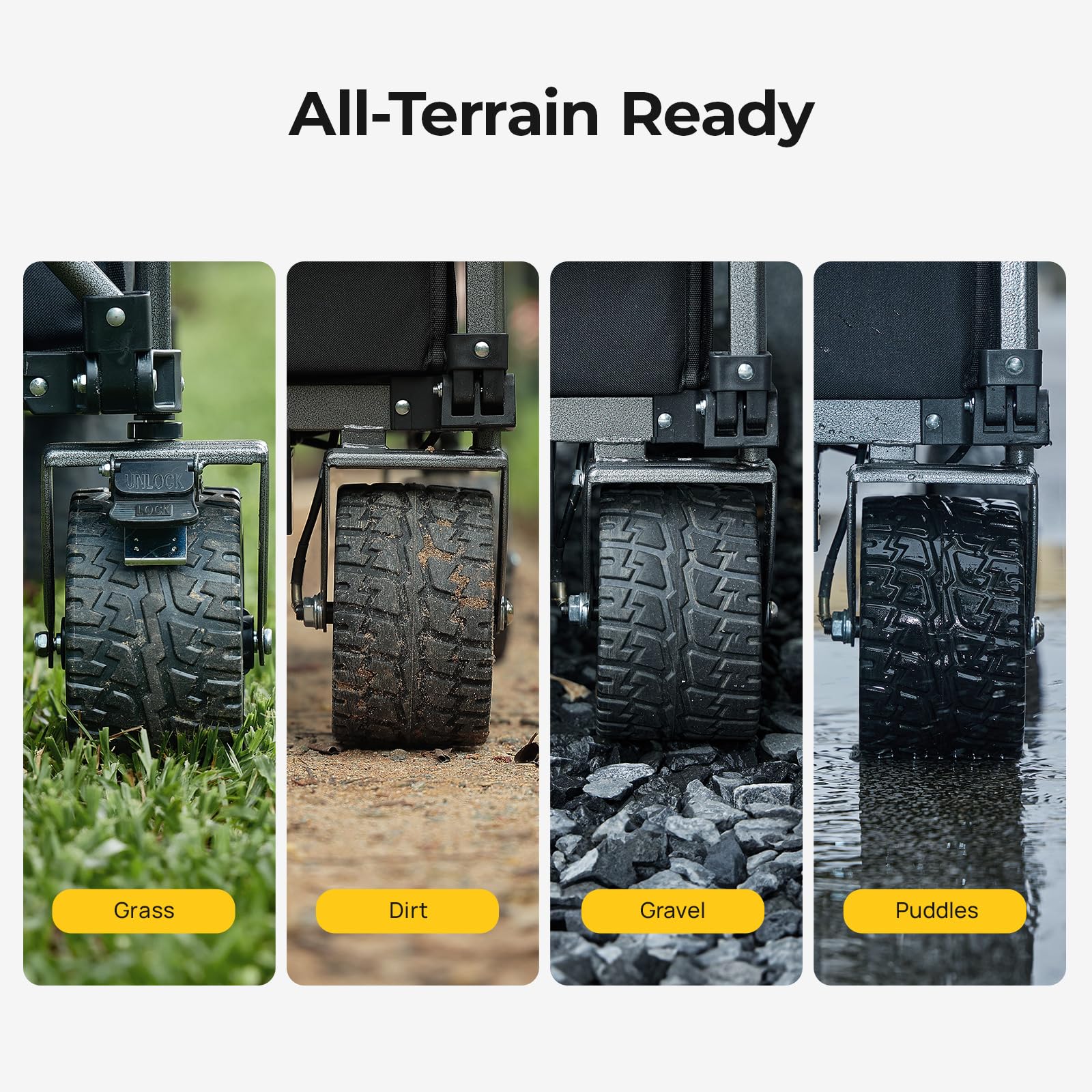 BougeRV electric wagon with all-terrain tank wheels for stable outdoor movement.