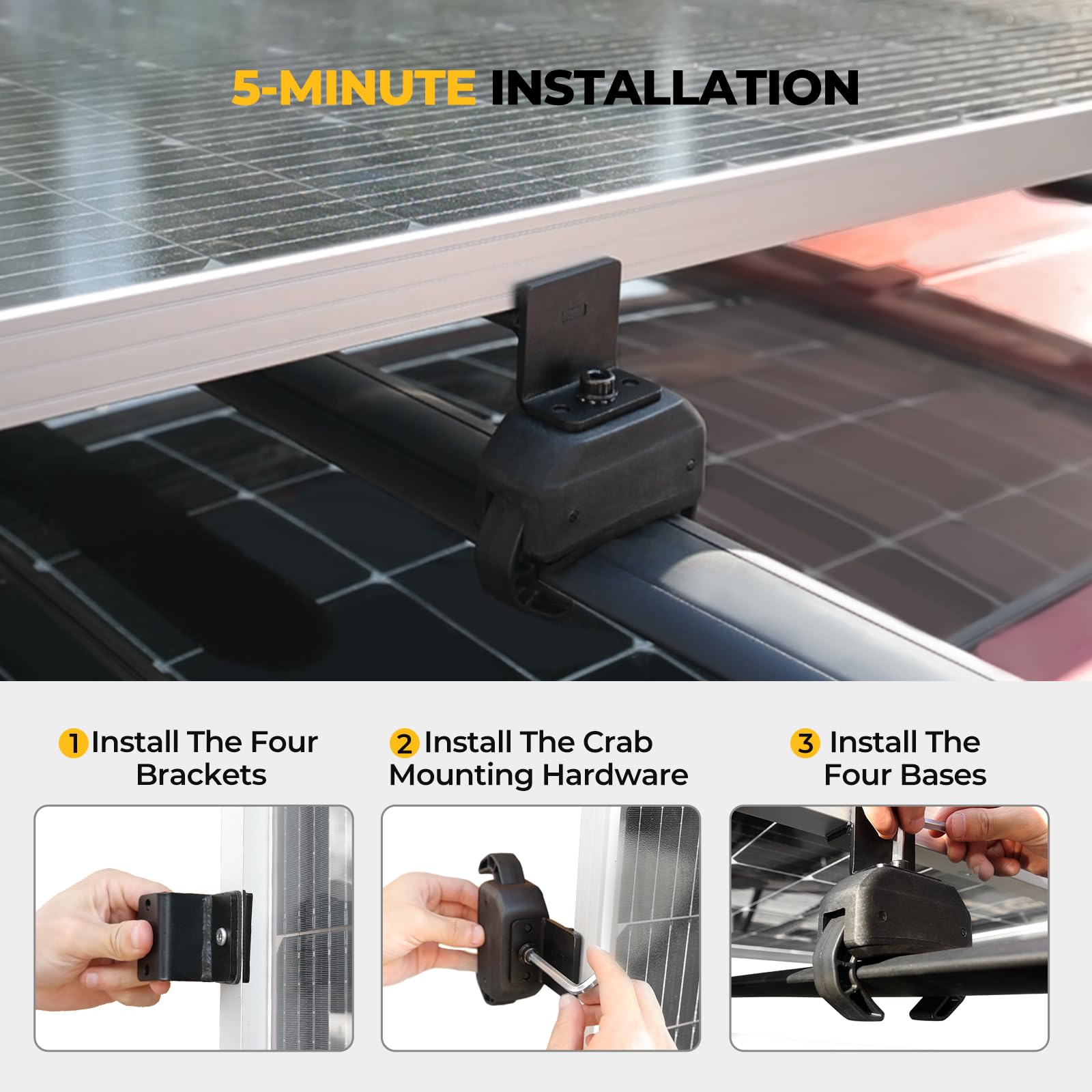 BougeRV ground setup compatibility with Unistrut for flexible base mounting.