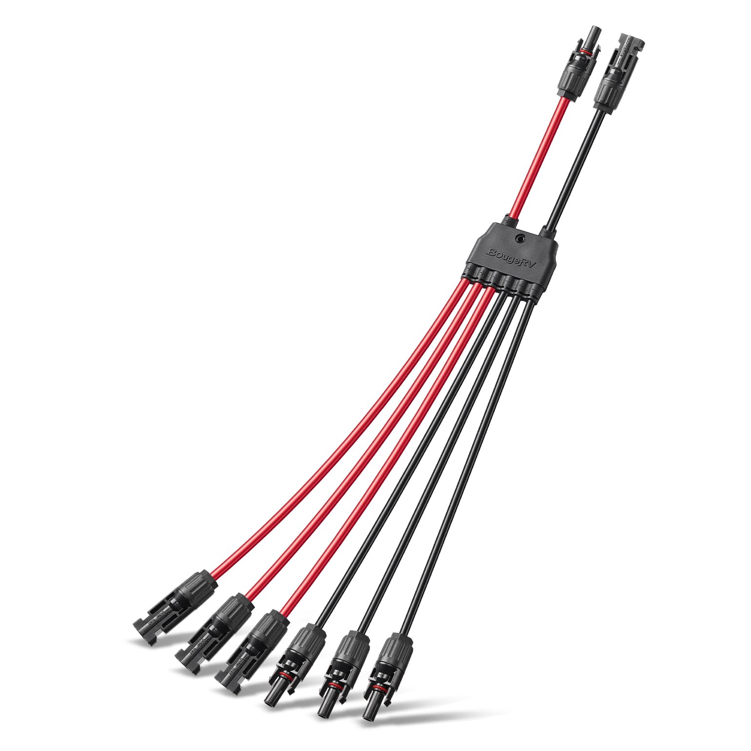 BougeRV parallel connectors with 30 cm branch cables for easier solar panel layouts.