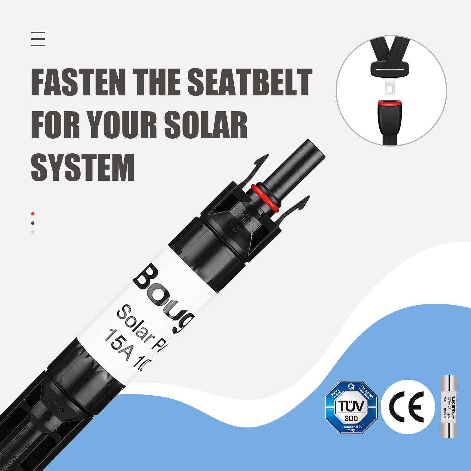 BougeRV plug-and-play solar fuse connector for easy installation