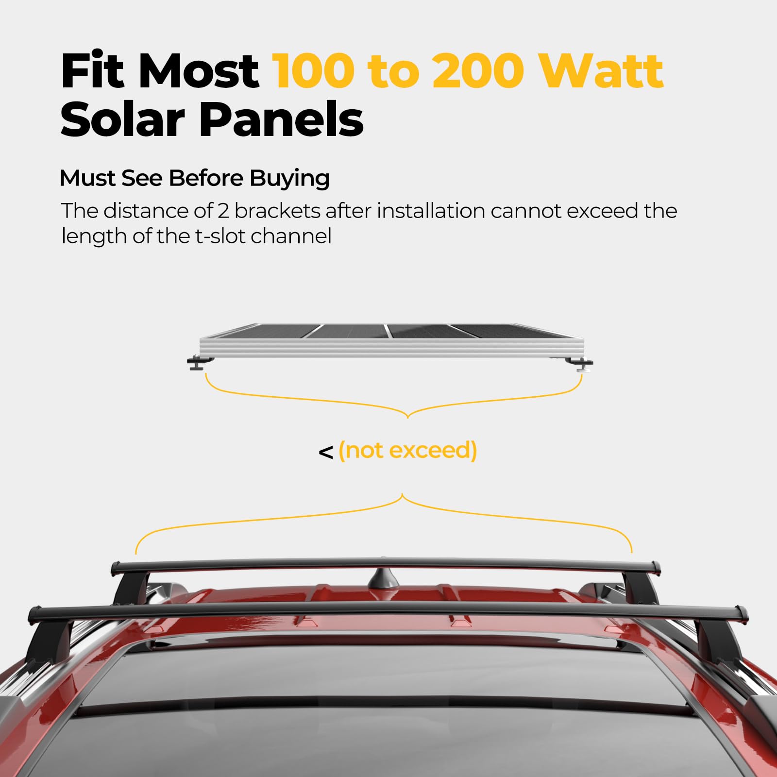 BougeRV solar panel 100W–200W fit supports off-grid charging on journeys.
