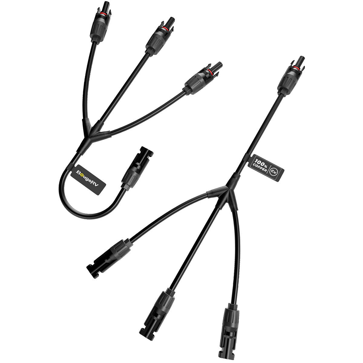 BougeRV Solar Y-Branch connectors installation view enabling parallel wiring