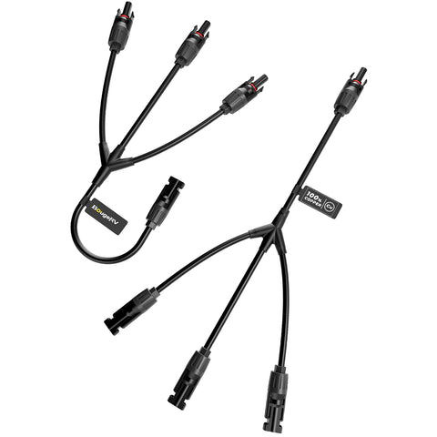BougeRV Solar Y-Branch connectors installation view enabling parallel wiring