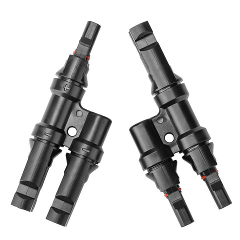 BougeRV solar Y connector with IP67 seal for outdoor parallel panel setup.