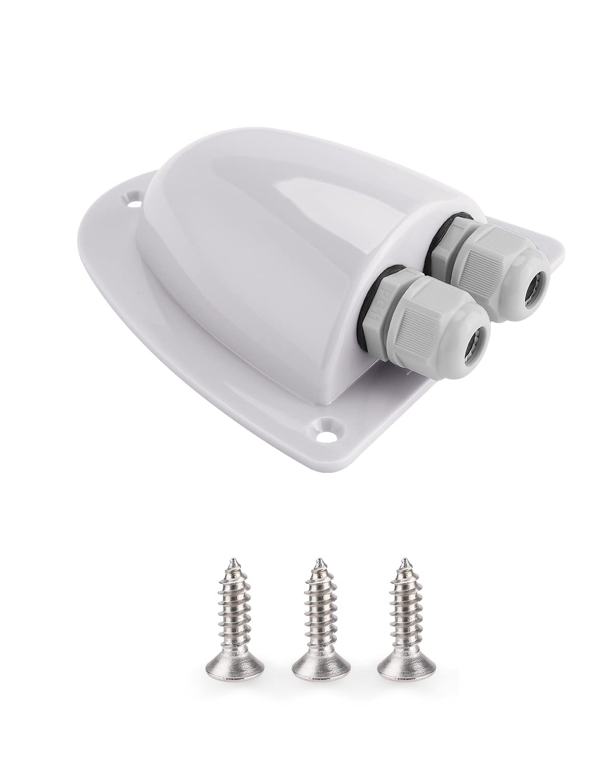 BougeRV white solar entry box on a roof for clean cable routing and durable installation.