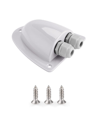 BougeRV white solar entry box on a roof for clean cable routing and durable installation.