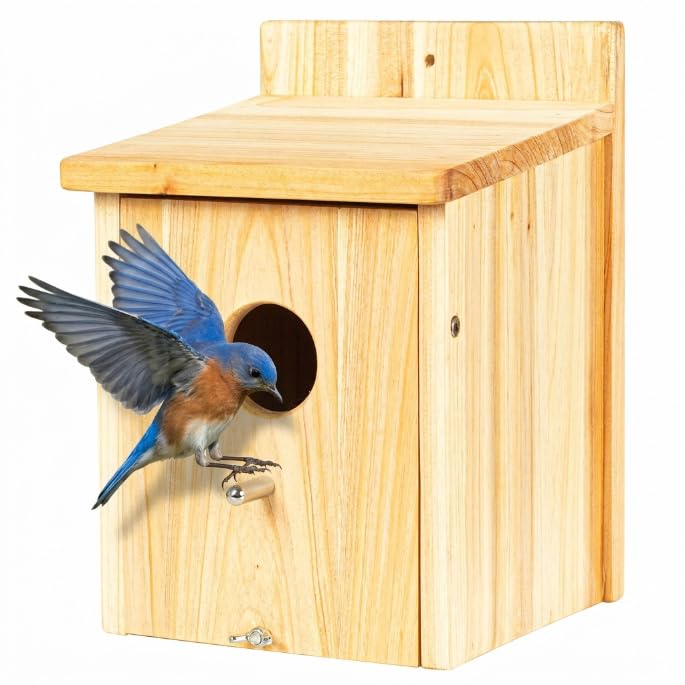 BoughPeace wooden bird house exterior view supports safe nesting and backyard viewing.
