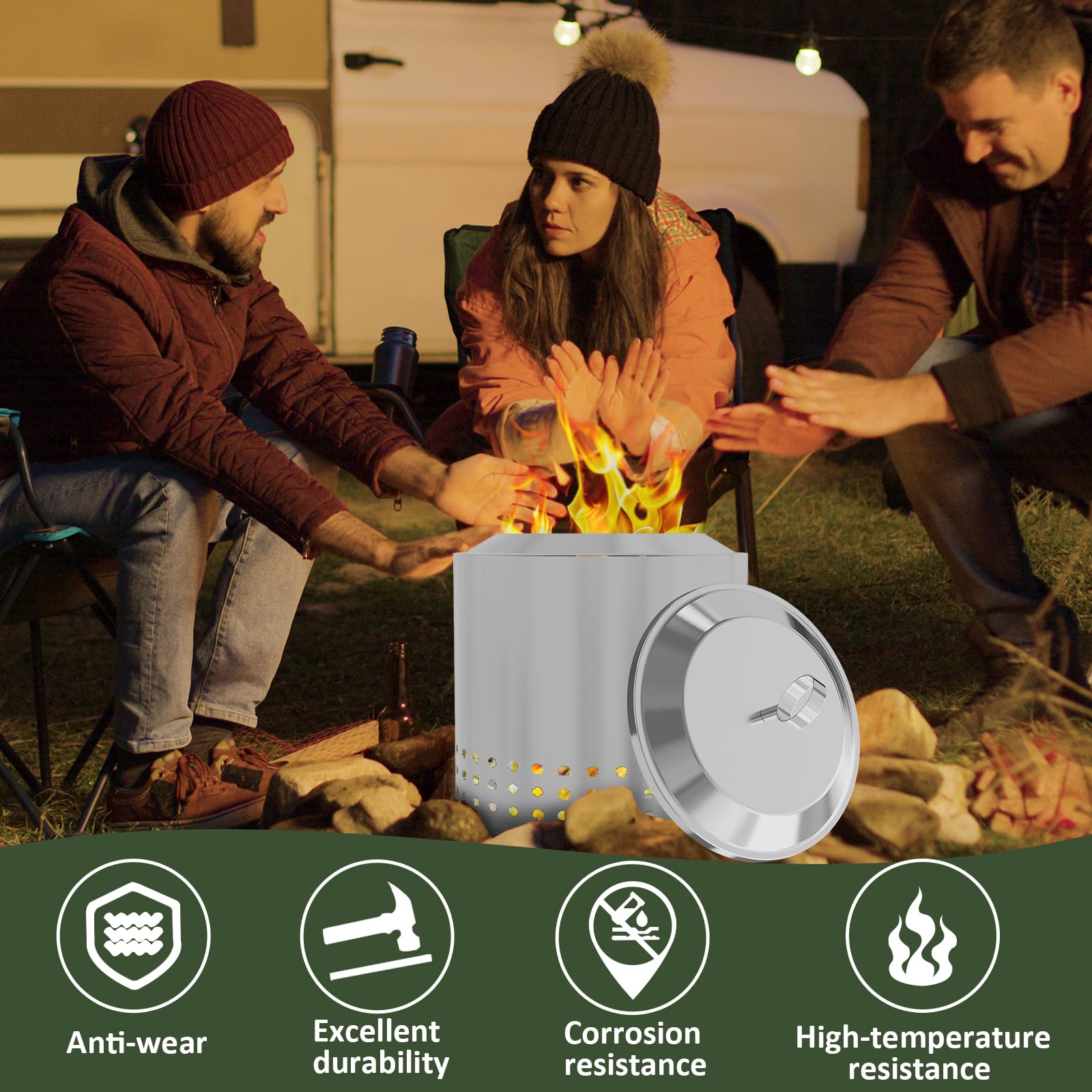 BOUNHOHE lightweight lid demonstrates easy portability for camping adventures.