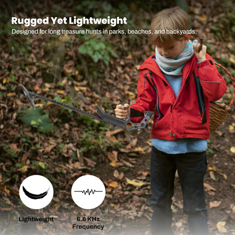 8-inch waterproof coil handles beach and trail hunts in any weather.