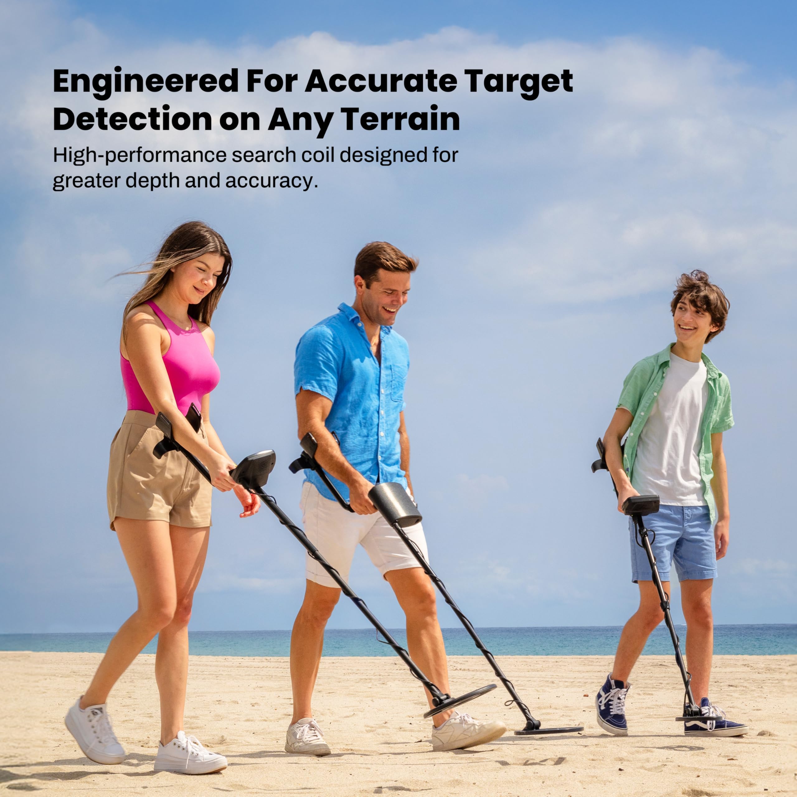 Detection modes exhibit all-metal, tone, and discrimination for targets