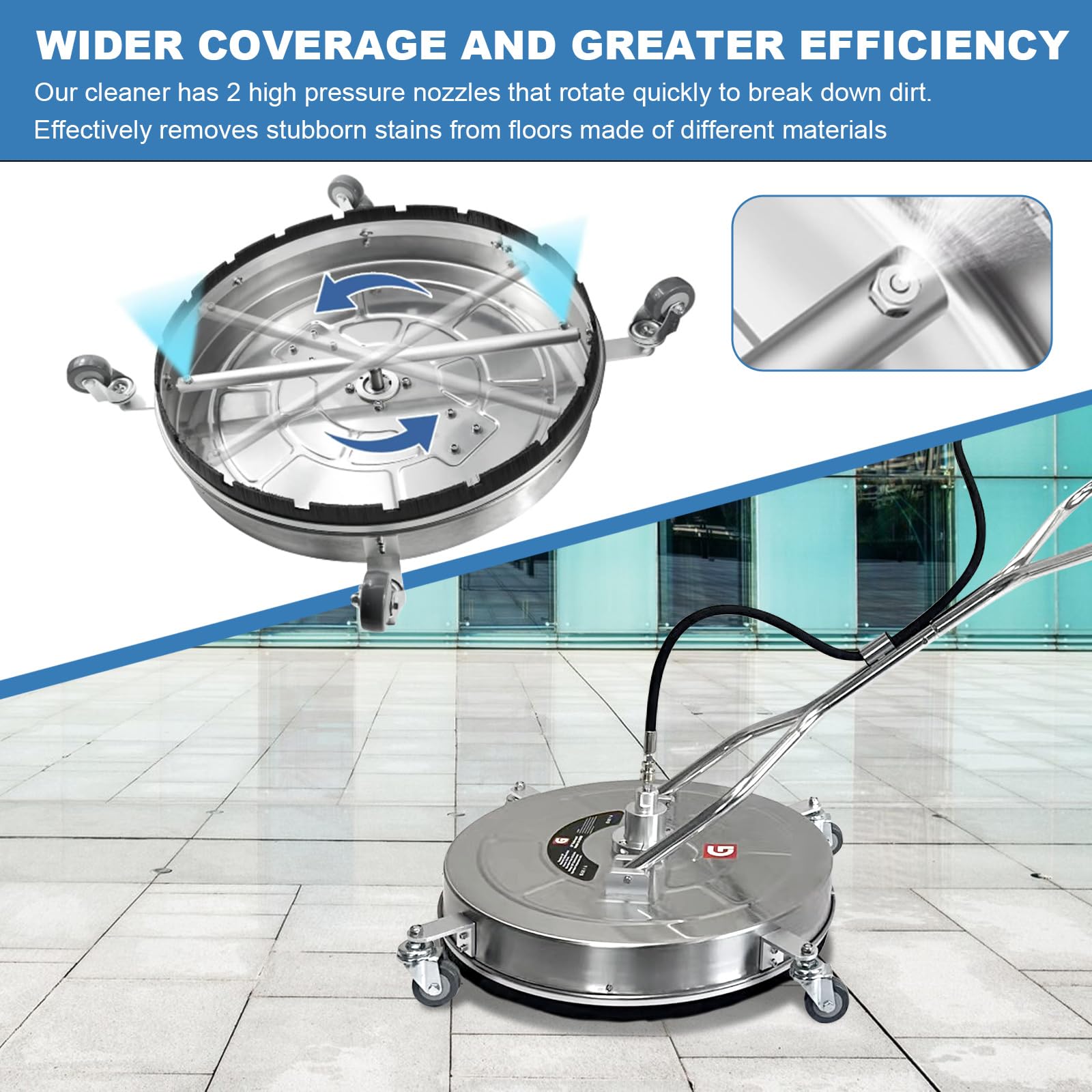 BouPower four-wheels design allows easy maneuverability across surfaces.