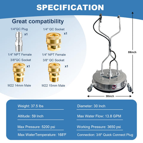 BouPower heavy-duty stainless-steel build resists rust during high-pressure cleaning.