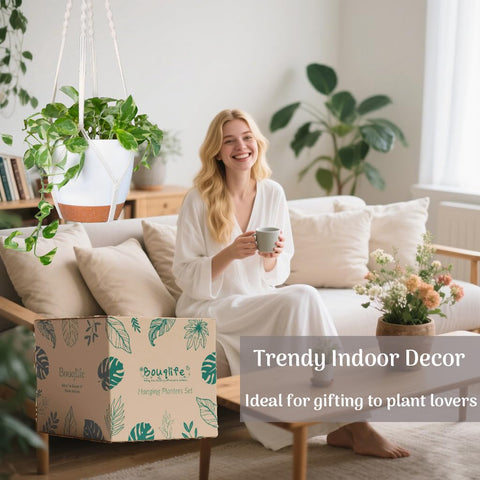 Bouqlife eco-friendly cotton rope highlights sustainable home greenery.