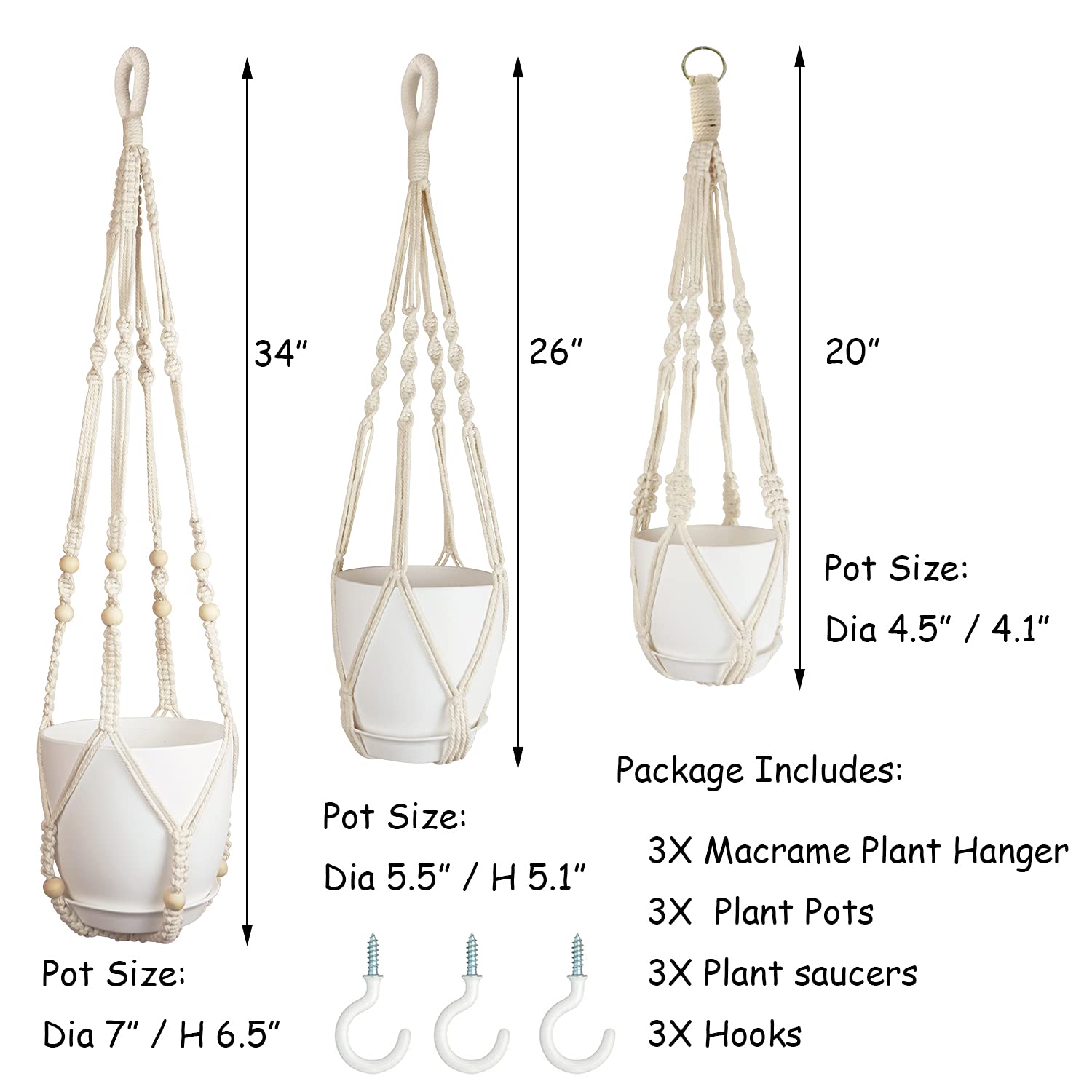 Bouqlife macrame hanger 26-inch creates stylish indoor plant display in any room.